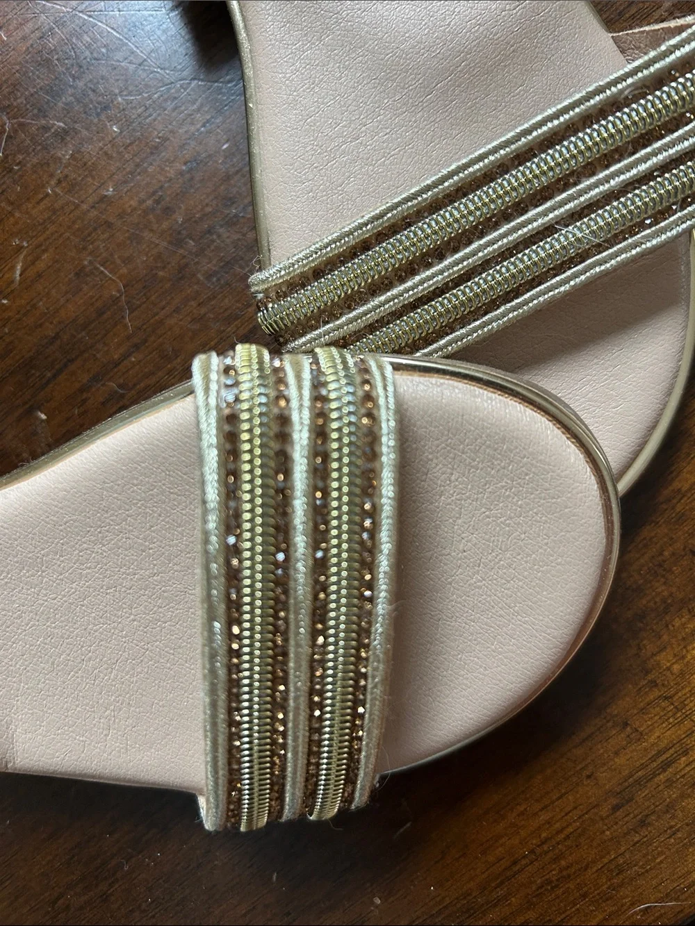Girls Gold Ankle-Strap Sandals